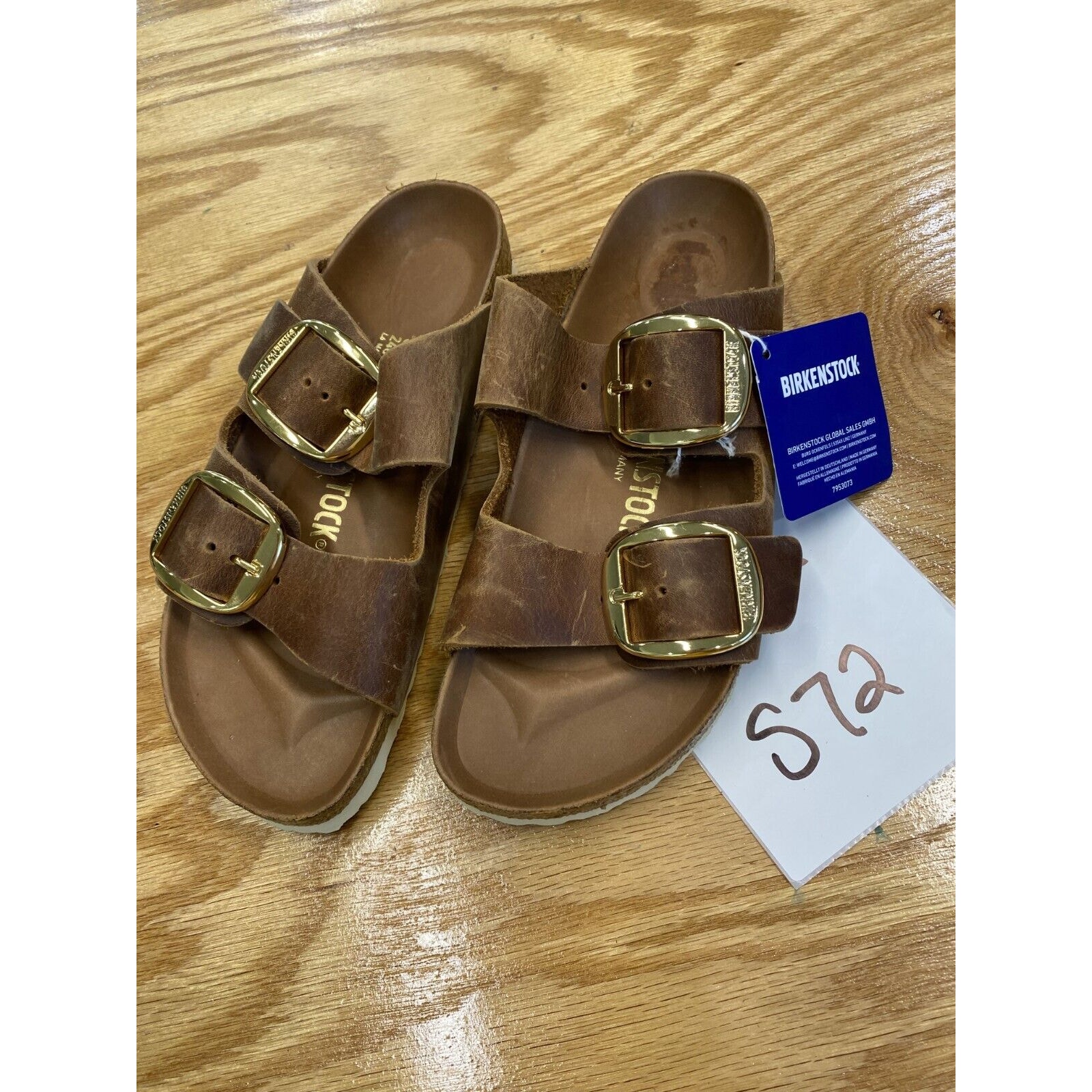 Birkenstock Arizona Birkibuc Stone Slide Sandals Women's 6 Narrow Brown S72